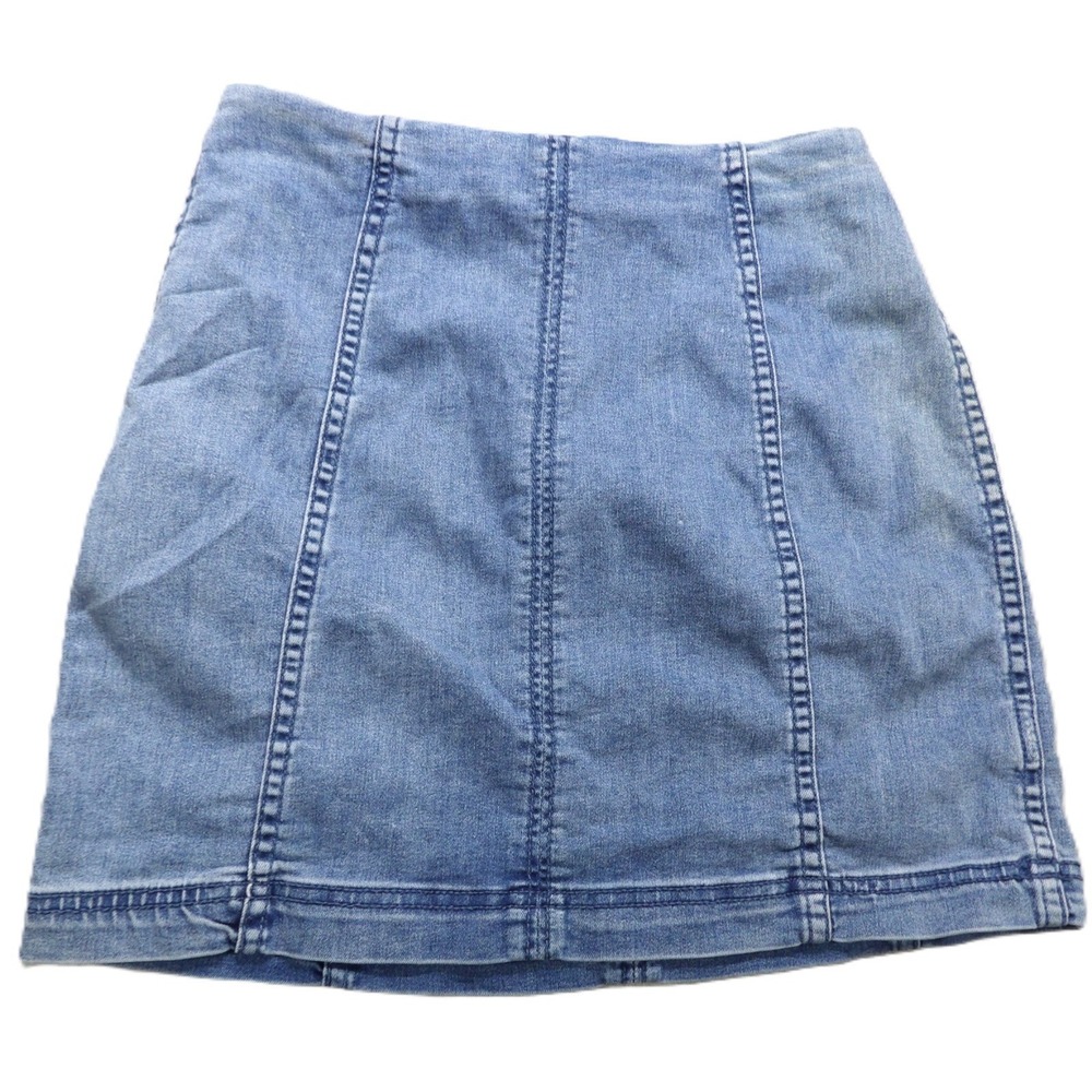 Free People Modern Femme Seamed Jean A-Line Denim Women 6 Blue Mini Skirt Casual